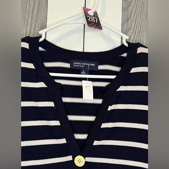 287. Jones New York Signature Striped Button Down Cardigan S - Picture 5 of 7